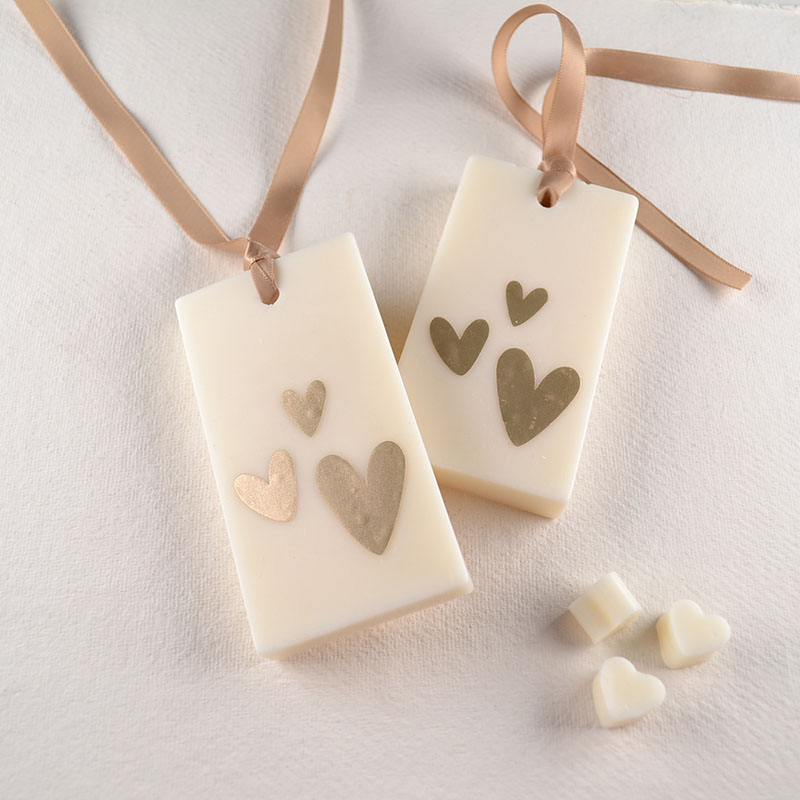 Ivoorkleurige Waxmelt Geurhanger met Hartjes van Goudfolie