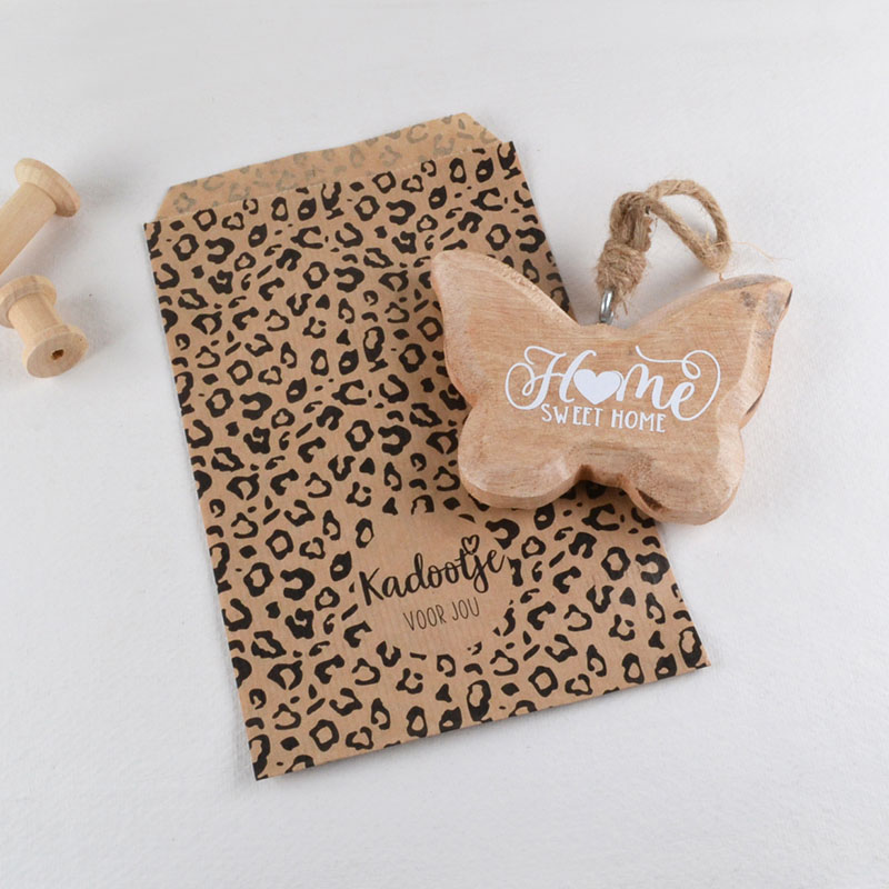 Cadeauzakje met Houten Vlinder – Home Sweet Home