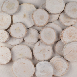 Houten Schijfjes White Wash Rond
