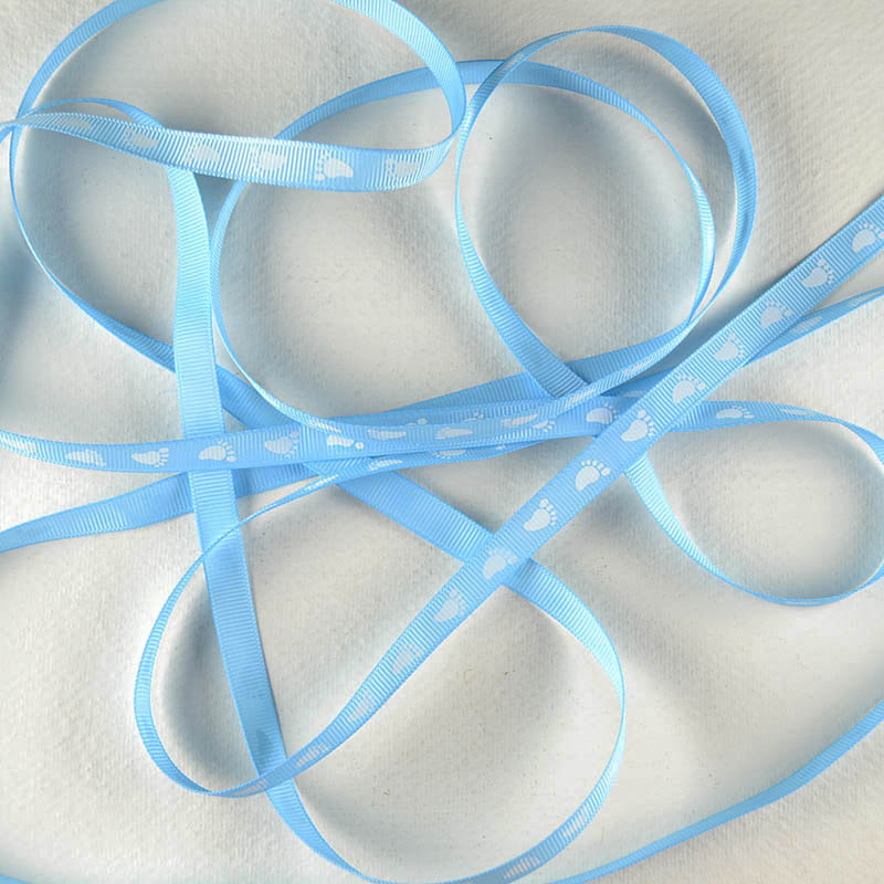 Lint Babyvoetjes – Blauw met Wit