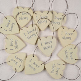 Houten Hart Tag - I love shoes