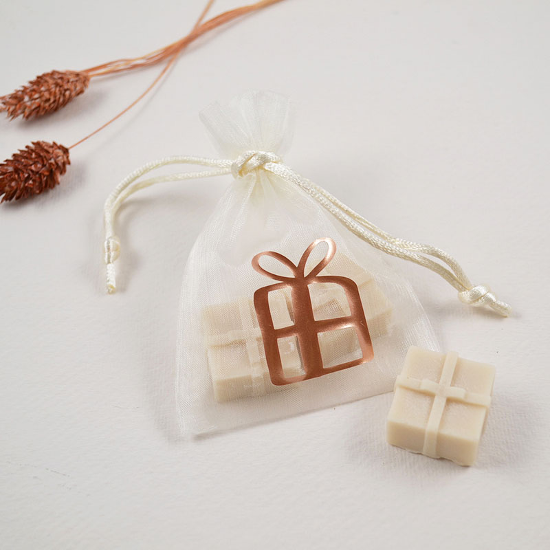 Waxmelt Cadeauzakje – Ivoor met Koperkleurige Print