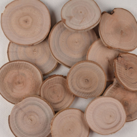 Houten Schijfjes Rond Naturel met Schorsrand