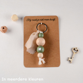 Sleutelhanger met Houten Kralen en Hartje