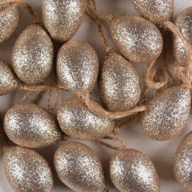 Kunststof Paasei met Glitter Goud