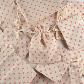 Stoffen Zakje – Linnen met Roze Stippen