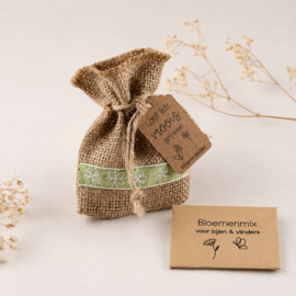 Jute Zakje met Bloemzaadjes Laat Iets Moois Groeien