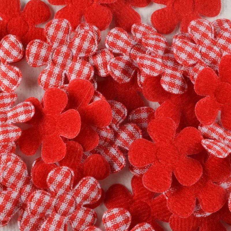 Bloemetje Vilt Rood – Effen & Rood-Wit Geblokt