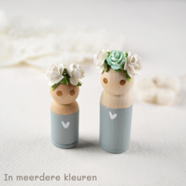 Peg dolls van hout (kegelpoppetjes)