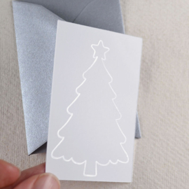 Mini Kerstkaart met Zilveren Envelop – Kerstboom