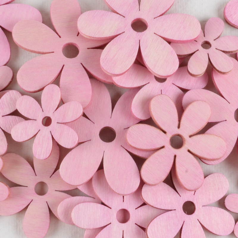 Ronde Bloem van Hout – Roze, Licht Mat