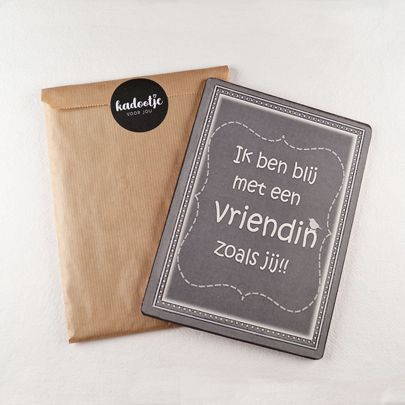 Tekstbord 'Vriendin Zoals Jij' met Kraft Zakje & Sticker