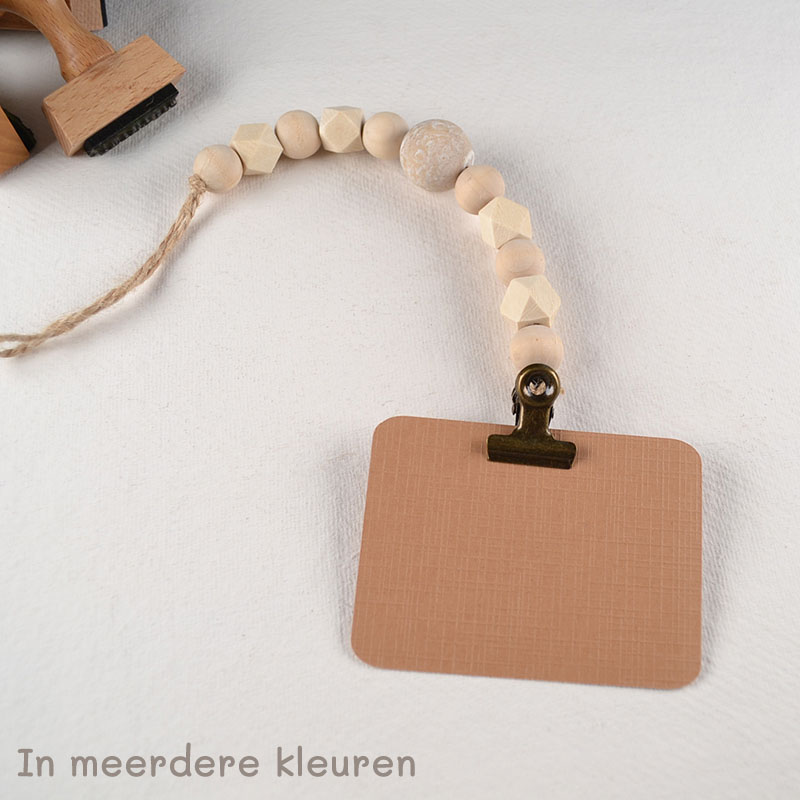 Kaarthanger van Houten Kralen – Naturel, Roze of Turkoois