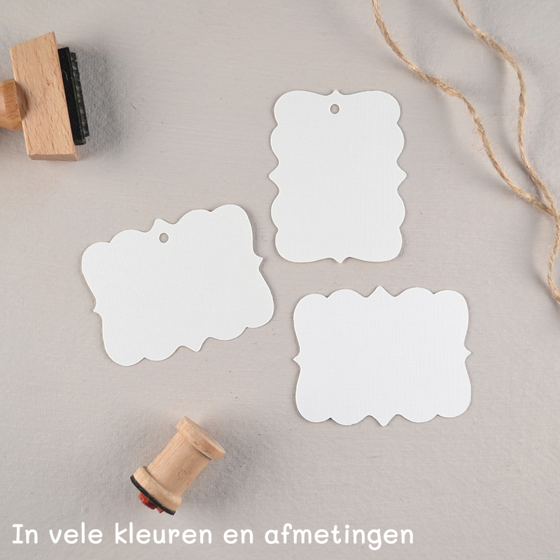 Krullabel in Kleur – Met Gaatje, Touwtje en Eigen Tekst