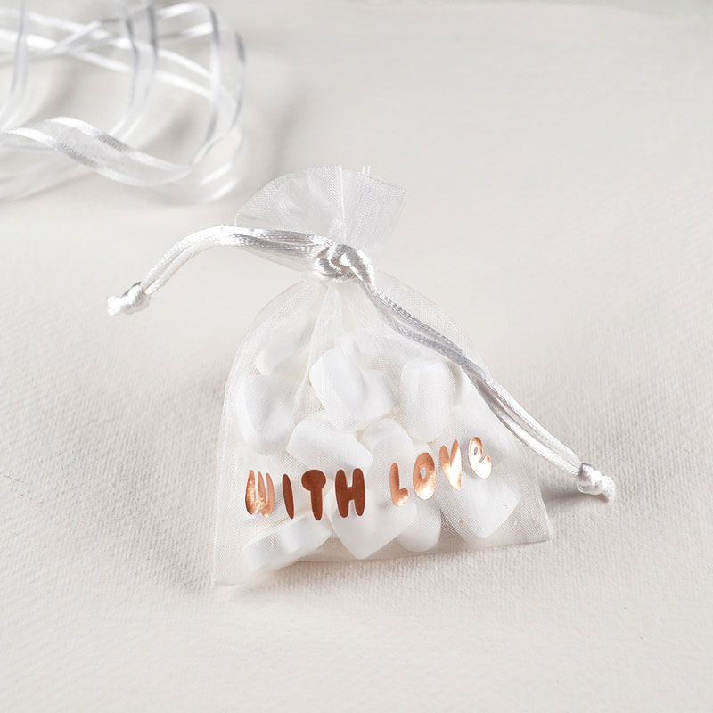 Organza Zakje Met With Love-Opdruk en Snoephartjes