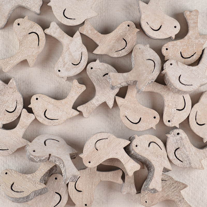 Vogeltje Hout – White Wash Mini