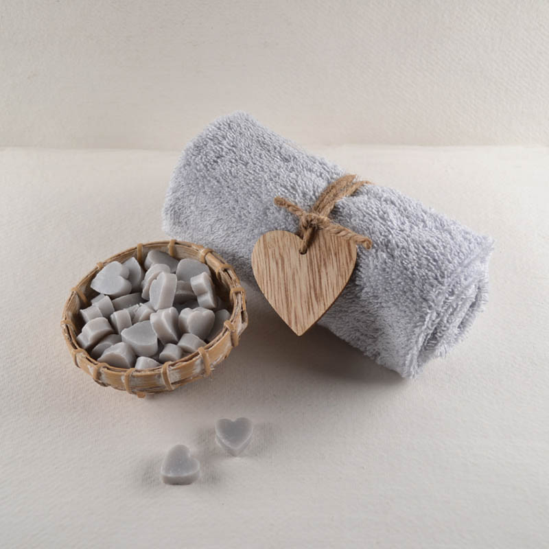 Cadeauset Gastendoek Grijs – Schaaltje met Zeephartjes
