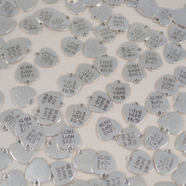 Bedel Hartje Love Hope Faith Zilverkleurig