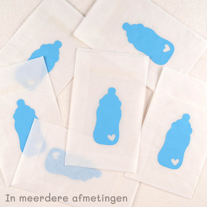 Zakje Pergamijn met een Blauwe Babyfles-Design