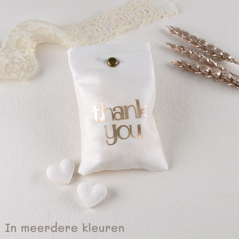 Zakje Satijn Thank You met Snoephartjes