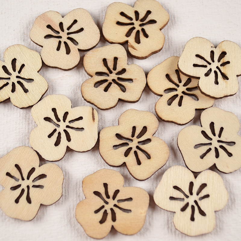 Bloemetje Hout – Blank met Uitsnede