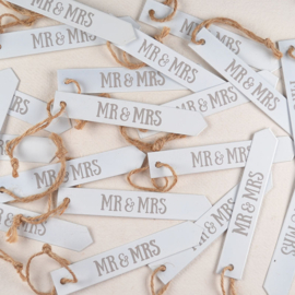 Kunststof label met tekst Mr & Mrs