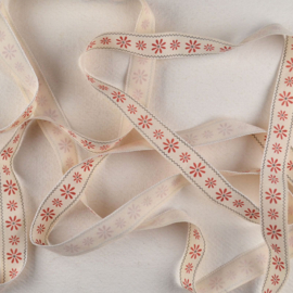 Lint Bloemetjes - Rood Crème