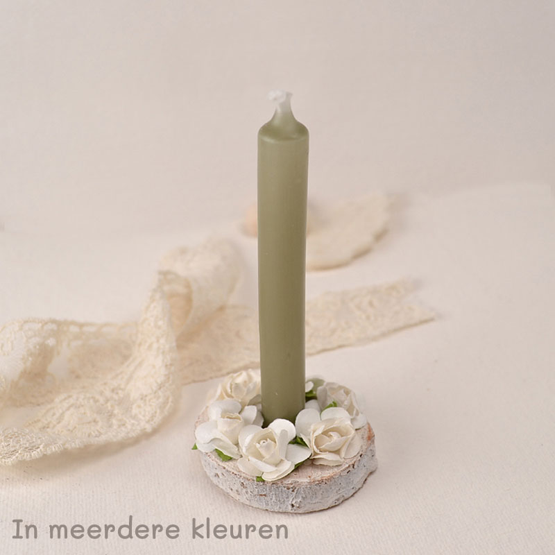 Kandelaar met Roosjes en Potloodkaarsje