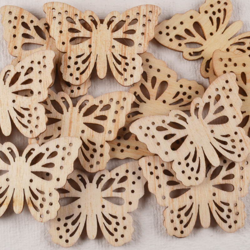 Vlindertje Hout – Blank met Stippen
