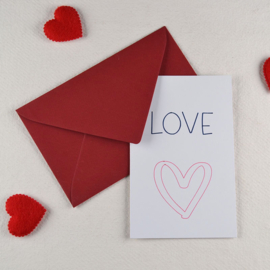 Kaart Love – Met Donkerrode Envelop