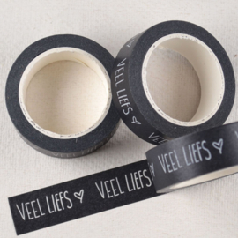 Washi Tape Zwart Veel Liefs Tekst