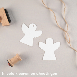 Labels engeltje met of zonder gaatje en persoonlijke tekst