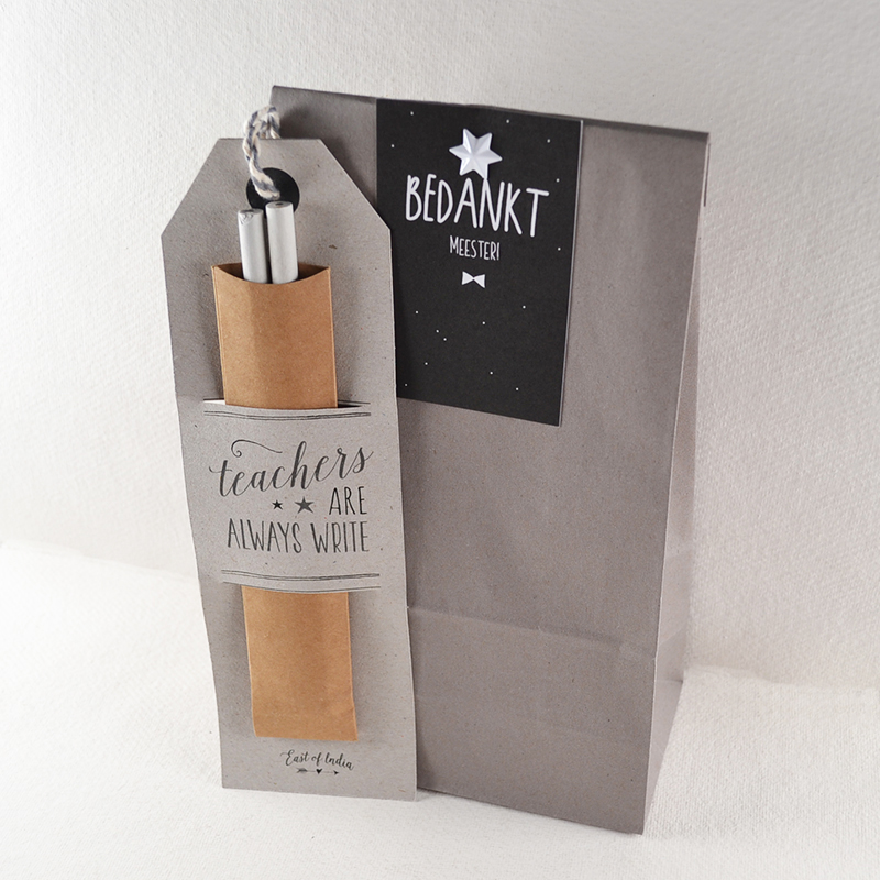 Bedankje voor de Meester - Zakje, kaartje & potloden