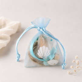 Cadeauversiering Zee en Schelp in Organza Zakje
