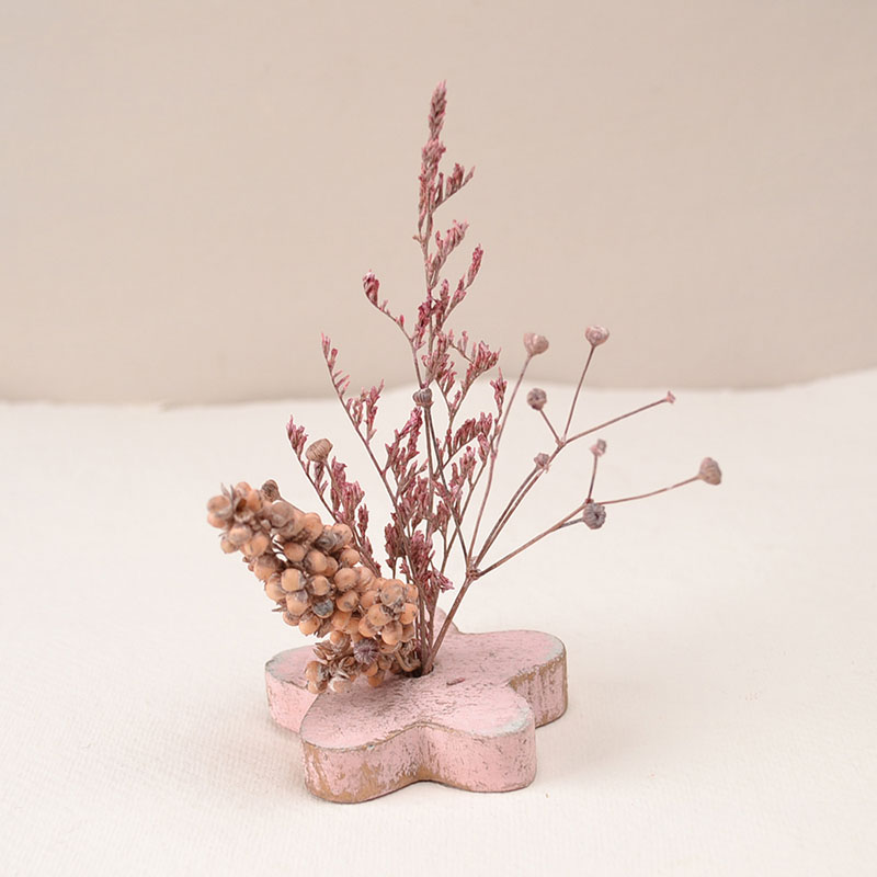 Cadeautasje met Houten Houder en Droogbloemen
