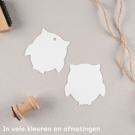 Labels uil met of zonder gaatje en persoonlijke tekst