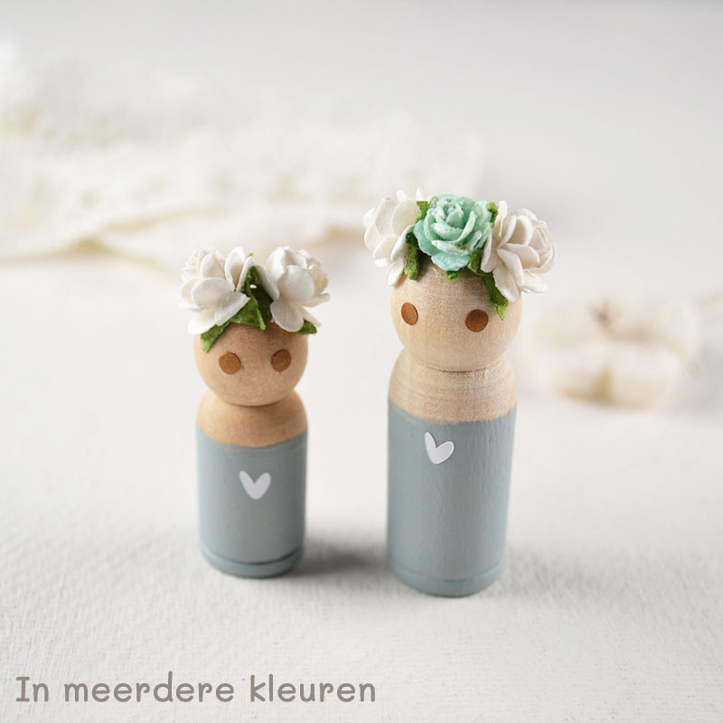 Handbeschilderde Peg Dolls – Keuze uit Kleuren & Maten