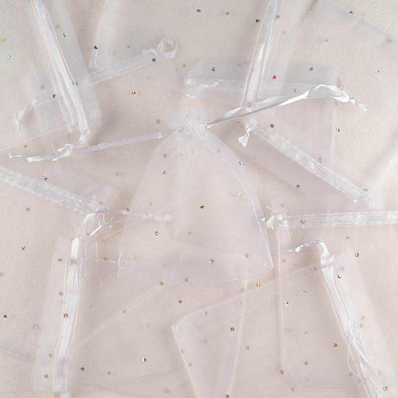 Organza Zakje Wit Strass- Vrolijk en Feestelijk
