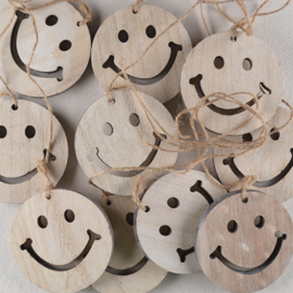Houten Smiley met Touw
