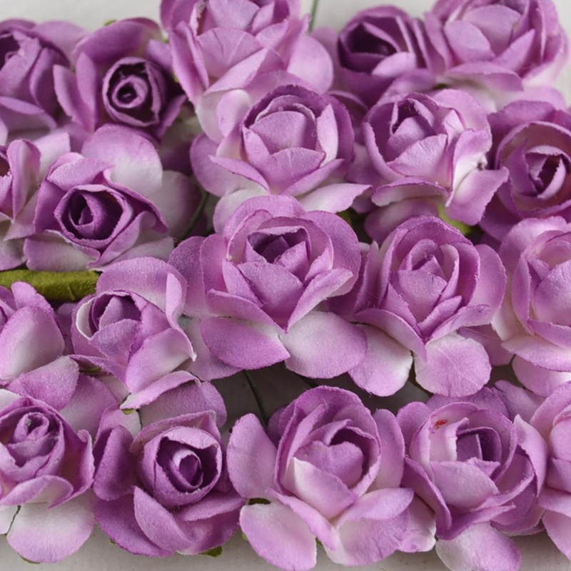 Papieren Roosje – Licht Violet met Groen Steeltje
