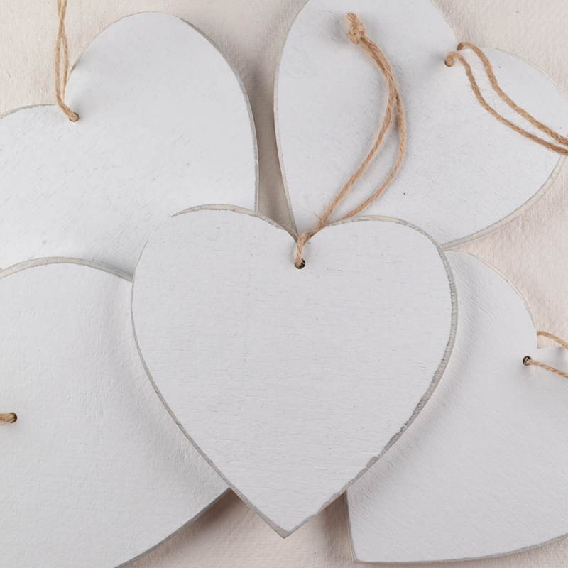 Hart Hout – Wit Glad met Jute Touw