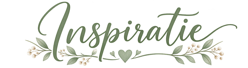 Sierlijke saliegroene tekst Inspiratie met botanische takjes, blaadjes en een hartje voor de inspiratiepagina van Create4joy.