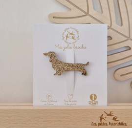 Teckel Broche Goudkleurig