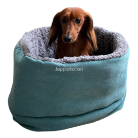 Cosy Teckel Cave aqua groene ribstof