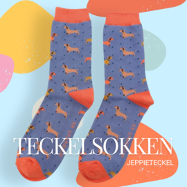 Teckel Sokken Teckels en Stippen Paars Blauw(40-45)