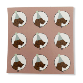 Sluitzegels / stickers Teckel Frits Roze (9 stuks)