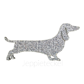 Teckel Broche Zilverkleurig