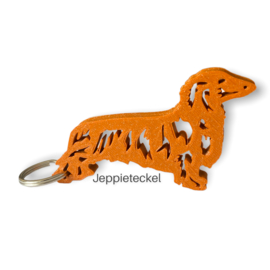 Sleutelhanger langhaarteckel Warm Oranje