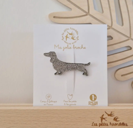 Teckel Broche Zilverkleurig
