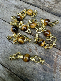 18K Goldplated Foldover slot met cateye | per st.